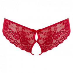 Cottelli Lingerie Lace Briefs Crotchless - Slip in Pizzo Rosso, Vagina e Ano Scoperti, Taglia S