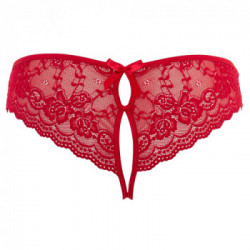 Cottelli Lingerie Lace Briefs Crotchless - Slip in Pizzo Rosso, Vagina e Ano Scoperti, Taglia S
