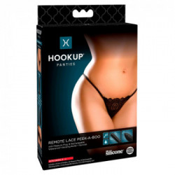 HookUp Panties Remote Lace Peek a Boo - Slip in Pizzo con Plug Vaginale, Vibrazione, Telecomando, Ricaricabile, Taglia S-L