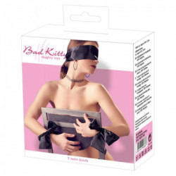 Bad Kitty Satin Ribbon Set - 5 Nastri in Raso, Colore Nero