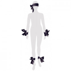 Bad Kitty Satin Ribbon Set - 5 Nastri in Raso, Colore Nero