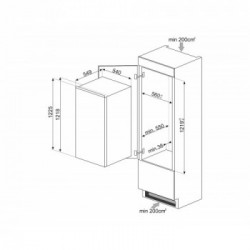 Smeg S4C122F - Frigorifero Monoporta da Incasso, 188 Litri, Bianco, Classe F 