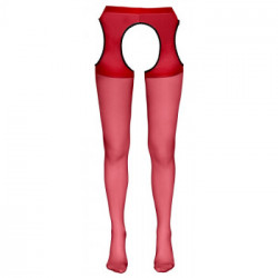 Cottelli Legwear Suspender Tights - Collant Sexy, Rosse, Taglia L/XL