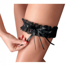 Cottelli Accessoires Black Garter - Giarrettiera Nera, Fiocco, Sensuale
