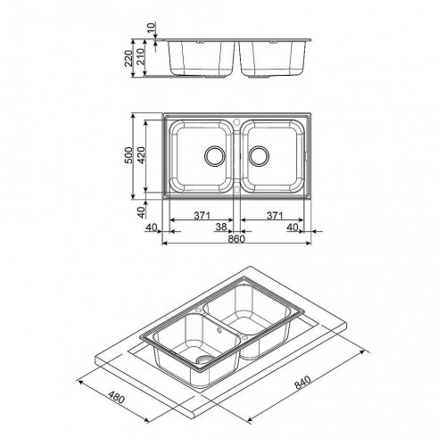 Smeg LZ862AV2 - Lavello sintetico da Incasso, 2...