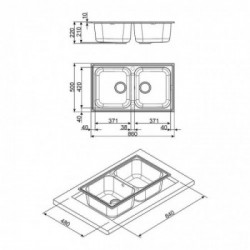 Smeg LZ862AV2 - Lavello sintetico da Incasso, 2 Vasche, Rettangolare, 86 cm, Avena