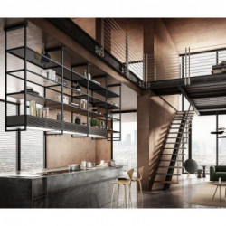 Elica PRF0165965 - Cappa ad Isola, 80 x 42 cm, Modulare Componibile, Nero, Effetto Soft Touch, Open Suite Superior BL/F/80