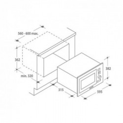 Candy MIC 201 EX - Forno a Microonde da Incasso, 20 Litri, 800 W, Inox
