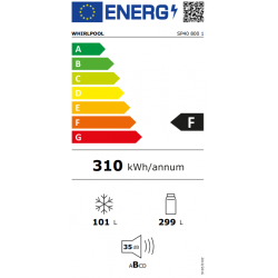 Whirlpool SP40 800 1 - Frigorifero Combinato da Incasso Everest, 6° Senso, 70 cm, 400 Litri, Classe F (A+)
