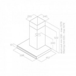 Elica ADÉLE BLIX/A/60 - Cappa Aspirante a Parete, Nero, Acciaio Inossidabile, 770 m³/h, PRF0167314, A