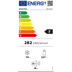 Whirlpool ART 96101 - Frigorifero Combiato da Incasso, 306 Litri, Classe F (A+)