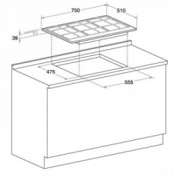 Hotpoint Ariston PCN 752 T/IX/HA- Piano Cottura, Gas, 75 cm