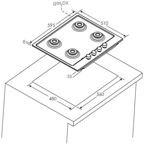 Candy CHG6BR4WX - Piano Cottura a Gas, 4...