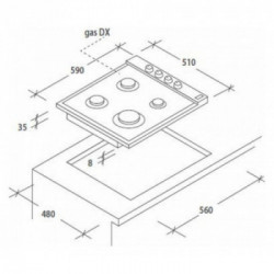 Candy CHG6LX - Piano Cottura a Gas, 4 Fuochi, 60 cm, Inox