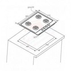Candy CHW6D4WX - Piano Cottura, a Gas, 4 Fuochi, 60 cm, Inox 