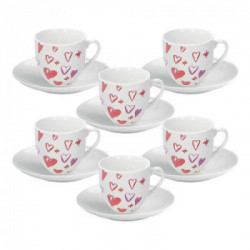 Set tazze te Tognana MC085025791 MADISON con piattino Amore Bianco e R