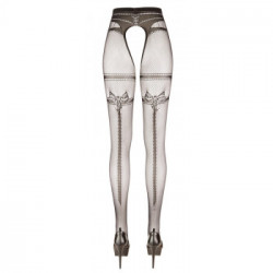 Cottelli Legwear Suspender Tights - Collant Nero, Setosi, Taglia 2XL