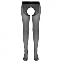 Cottelli Legwear Crotchless Tights - Collant Nero , Decorazione Rossa, Setosa, Taglia 3