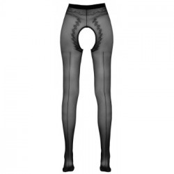 Cottelli Legwear Crotchless Tights - Collant Nero, Seta, Decorato, Taglia 3