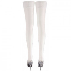 Cottelli Legwear Satin Sheer - Calze Bianche, Pizzo, Taglia XS