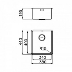 Foster 2153 850 - Lavello KE Sottotop, Inox spazzolato, 38x44 cm