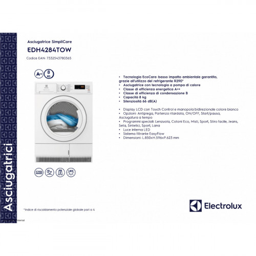 Electrolux EDH4284TOW - Asciugatrice a Carica...