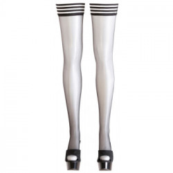 Cottelli Legwear Hold Up Stockings - Calze Nere con Righe, Provocante, Taglia S