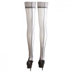 Cottelli Legwear Hold Up Stockings - Calze Autoreggenti, Nere, Finitura in Pizzo, Taglia XL
