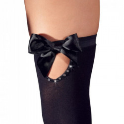 Cottelli Legwear Hold Up Stockings - Calze Autoreggenti ,Nere, Fiocco, Taglia S