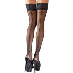 Cottelli Legwear Hold Up Stockings - Calze Autoreggenti Nere, Pizzo, Decorazione, Taglia 3
