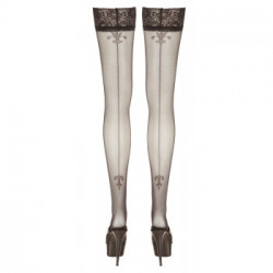 Cottelli Legwear Hold Up Stockings - Calze Autoreggenti Nere, Pizzo, Decorazione, Taglia 3