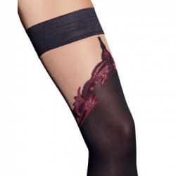 Cottelli Legwear Hold Up Stockings - Calze Autoreggenti, Nere, Cucitura Decorativa, Taglia 2