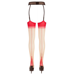 Cottelli Legwear Stockings Red - Calze ,Rosse, Riga Dietro, Eleganti, Taglia 4