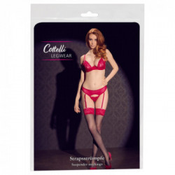 Cottelli Legwear Stockings with Red Lace - Calze Nere , Pizzo Rosso, Sensuali, Taglia 8