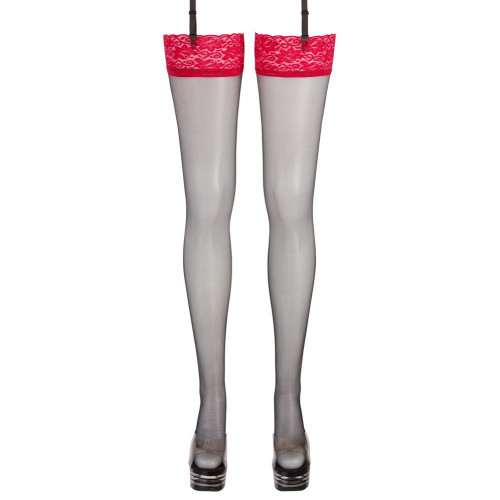 Cottelli Legwear Stockings with Red Lace -...
