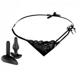HookUp Panties Remote Bowtie Bikini - Perizoma con Plug Anale, Vibrazione, Telecomando, Ricaricabile, Taglia S-L
