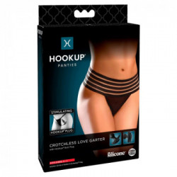 HookUp Panties Crotchless Love Garter - Perizoma con Plug Anale, Taglia S-L