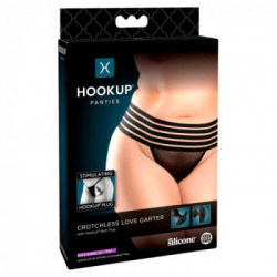 HookUp Panties Crotchless Love Garter - Perizoma con Plug Anale, Taglia XL-XXL