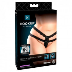 HookUp Panties Crotchless Secret Gem - Perizoma con Plug Anale, Silicone, Taglia XL-XXL