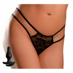 HookUp Panties Crotchless Pleasure Pearls - Perizoma con Plug Anale, Perle, Silicone, Taglia S-L