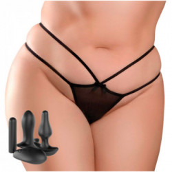 HookUp Panties Remote Triple Teaser - Perizoma con Plug Anale, Vibrazione, Telecomando, Ricaricabile, Taglia XL-XXL