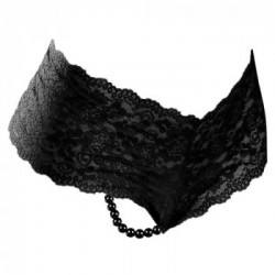 HookUp Panties Pleasure Pearls Boy Shorts - Perizoma Nero, Pizzo, Catena, Perle al Cavallo, Taglia S-L
