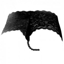 HookUp Panties Pleasure Pearls Boy Shorts - Perizoma, Nero, Pizzo, Catena, Perle al Cavallo, Taglia XL-XXL