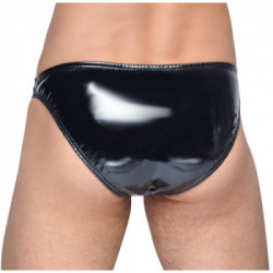 Black Level Vinyl Man Briefs Showm - Slip ,Uomo, Nero Lucido, Pene Scoperto, Taglia S