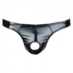 Black Level Vinyl Man Briefs Showm - Slip ,Uomo, Nero Lucido, Pene Scoperto, Taglia M
