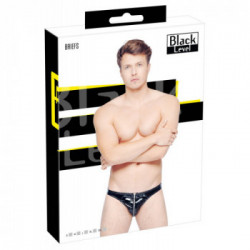 Black Level Vinyl Man Briefs - Slip, Uomo, Nero, Lucido, Zip, Taglia S