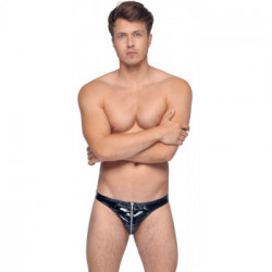 Black Level Vinyl Man Briefs - Slip, Uomo, Nero, Lucido, Zip, Taglia L