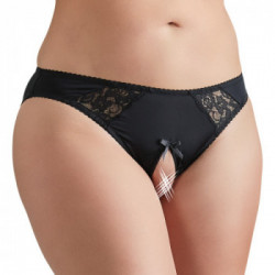 Cottelli Curves Crotchless Briefs - Slip, Nero, Vagina e Ano Scoperti, Taglia L