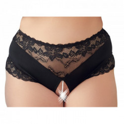 Cottelli Curves Pearl Briefs - Slip, Nero, Vagina e Ano Scoperti, Stimolante, Taglia XL