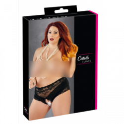 Cottelli Curves Pearl Briefs - Slip, Nero, Vagina e Ano Scoperti, Stimolante, Taglia 3XL